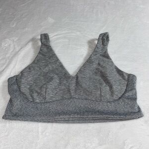 Victorias Secret Women’s Bra Gray Poly Blend V Neck Regular Fit Bralette LARGE